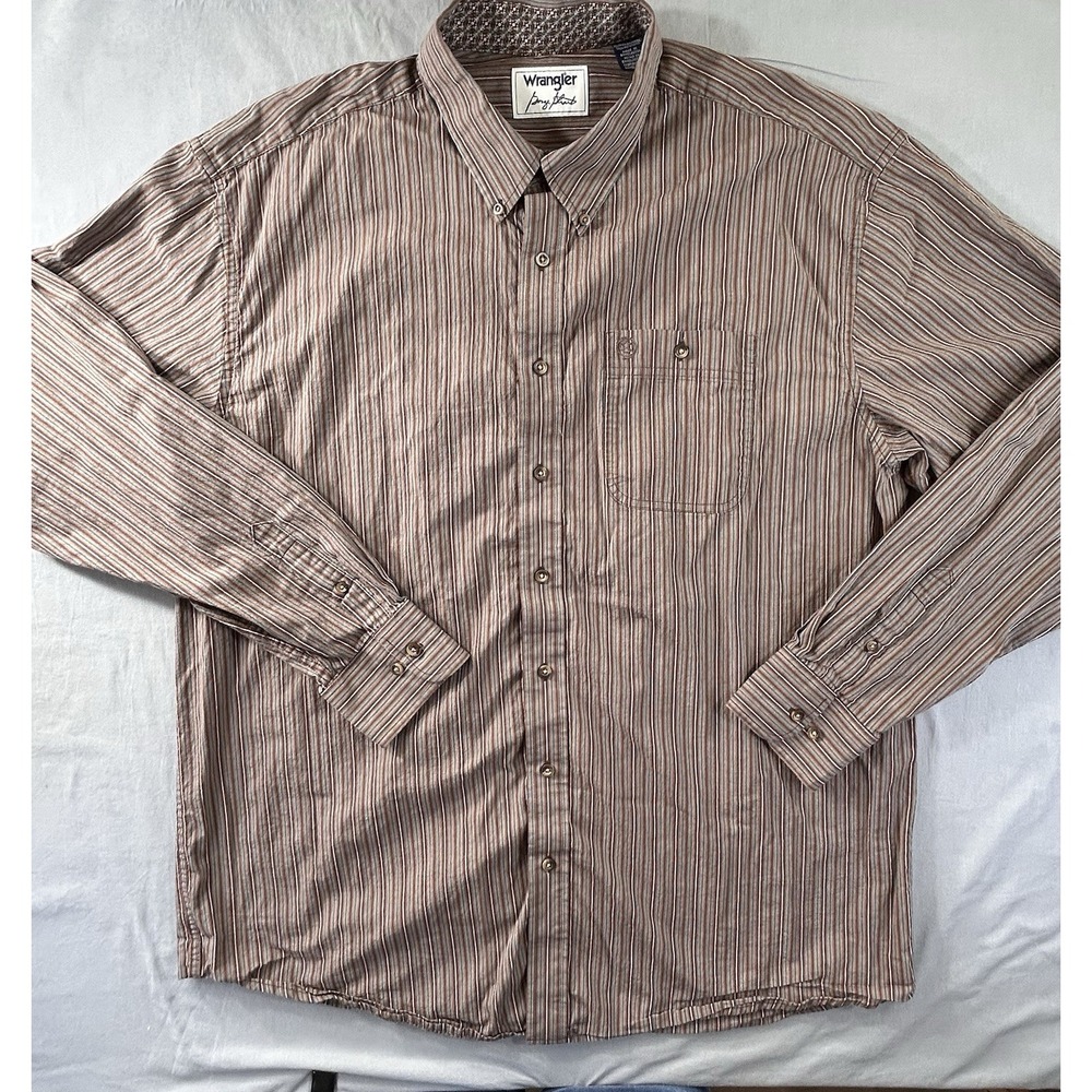 Wrangler George Strait Button Down Long Sleeve Brown Shirt‎ Men's 2XLT Western